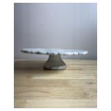 MARBLE CAKE STAND - WHITE WITH GRAY VEINING,