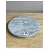 MARBLE LAZY SUSAN - WHITE WITH GRAY VEINING,