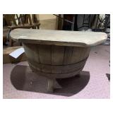 HALF BARREL COFFEE TABLE - WEATHERED WOOD, RUSTIC