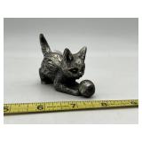 PELTRO PEWTER CAT WITH YARN BALL