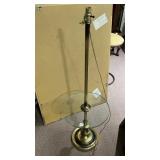 BRASS FLOOR LAMP WITH TABLE - ROUND GLASS SHELF,
