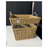 WICKER BASKET - LARGE RECTANGULAR, METAL FRAME,