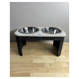PET FEEDER - ELEVATED DOUBLE BOWL STAND, MARBLE