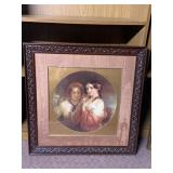 FRAMED CLASSICAL PORTRAIT - TWO WOMEN, CIRCULAR
