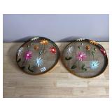 PAIR OF VINTAGE MESH FOOD COVERS - BLACK NETTING,