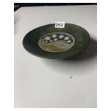 CERAMIC FOOTED BOWL - GREEN GLAZE, DECORATIVE