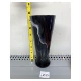 BLACK CERAMIC VASE - TALL, SWIRL PATTERN,