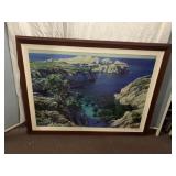 FRAMED COASTAL SEASCAPE PRINT - ROCKY CLIFFS AND