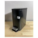 BLACK METAL STEP-LID TRASH CAN - SMALL, WITH