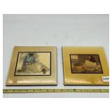 R.C. GORMAN - PAIR OF DECORATIVE CERAMIC TILES,