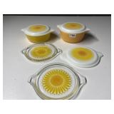 PYREX SUNFLOWER CASSEROLE DISHES - SET OF 2 WITH