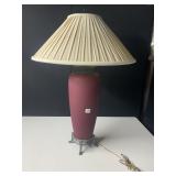 TABLE LAMP - PINK CERAMIC BASE, PLEATED SHADE,