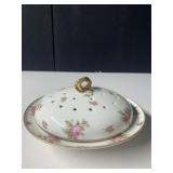 HAVILAND LIMOGES - COVERED VEGETABLE DISH, PINK