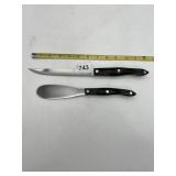 PAIR OF VINTAGE KITCHEN KNIVES WITH BLACK MARBLED