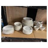 WHITE EMBOSSED CHINA DINNERWARE SERVICE -