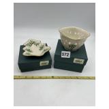 LENOX HOLLY TRINKET DISH AND CANDLE HOLDER