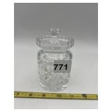 CUT CRYSTAL COVERED JAR WITH LID - MATERIALS:.