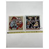 CLEO TEISSEDRE - PAIR OF HAND-PAINTED KILN-FIRED