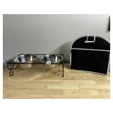 PET FEEDER SET - DOUBLE STAINLESS BOWL ON