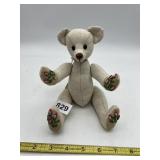VINTAGE FOLK ART TEDDY BEAR WITH FLORAL