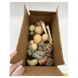 COLLECTION OF NATURAL BIRD ENRICHMENT TOYS AND