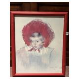 PORTRAIT OF A YOUNG CHILD IN RED HOOD - SIGNED:.