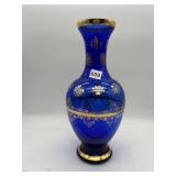 COBALT BLUE VASE WITH GOLD DETAIL