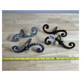 ANTIQUE HAMMERED IRON SCROLL BRACKETS - SET OF 4,