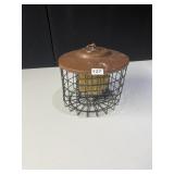 SUET FEEDER - WIRE CAGE DESIGN WITH WOODEN CAP,