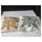 EMBROIDERED PILLOW COVERS - FLORAL DESIGNS, GOLD