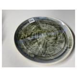 CERAMIC BOWL - BLUE AND GREEN GLAZED, WHITE LINE