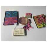 MIXED LOT - FRAMED GEOMETRIC ART, CERAMIC FISH