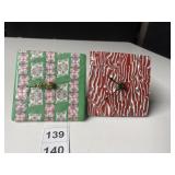 HANDMADE CLOCKS - GREEN FLORAL PATTERN AND RED