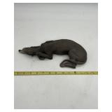 CARVED WOODEN FIGURAL DOG - MATERIALS:.