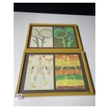 FRAMED ABSTRACT PRINTS - SET OF 4 COLORFUL