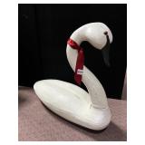 CARVED WOOD SWAN DECOY - WHITE PAINTED, GLASS