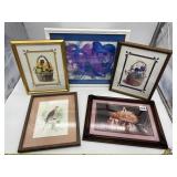MIXED FRAMED ART LOT - FIVE PIECES INCLUDING DOUG