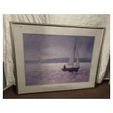 A.J. THOMPSON 1991 - FRAMED WATERCOLOR, PURPLE
