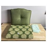 SET OF GREEN UPHOLSTERED CHAIR CUSHIONS -