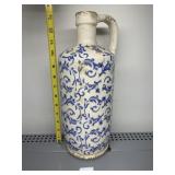 BLUE AND WHITE CERAMIC VESSEL - SCROLLWORK