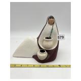 ZUNI WOMAN SCULPTURE SIGNED ON BOTTOM, TURQUOISE