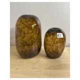 ART GLASS VASES - MATCHED PAIR, TORTOISESHELL