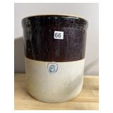 ANTIQUE STONEWARE CROCK - 6 GALLON, BROWN AND