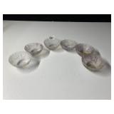 SET OF 6 GLASS BOWLS - SCALLOPED EDGE, PURPLE