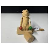 WOODEN FOLK ART DOG BALANCE TOY - HAND CARVED,