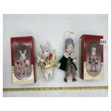 2 KURT ADLER ALICE IN WONDERLAND PORCELAIN DOLLS