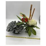 FAUX FLORAL ARRANGEMENTS LOT - GRAY SUCCULENT