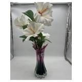 MURANO-STYLE ART GLASS VASE WITH RUFFLED RIM.