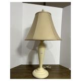 TABLE LAMP - CREAM TEXTURED RESIN BASE, TURNED