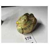 PAINTED METAL RABBIT CONTAINER - YELLOW AND